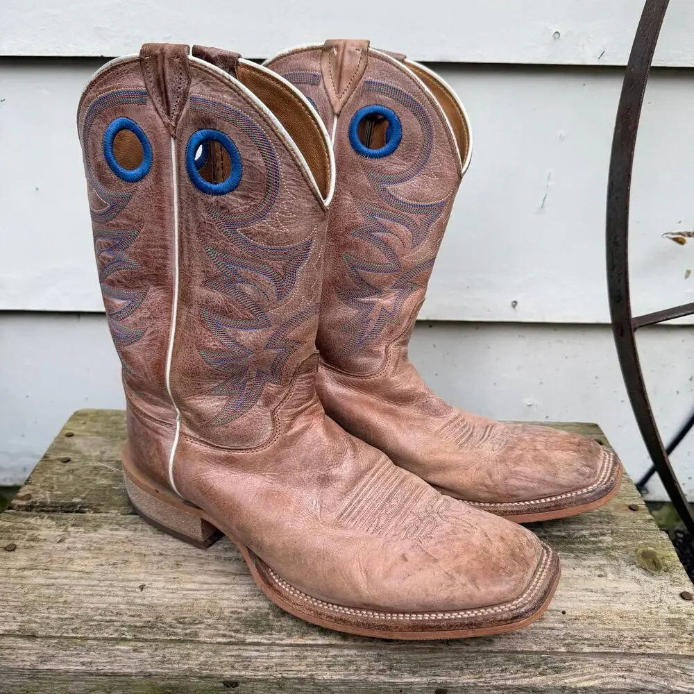 Justin 10 1/2 EE Bent Rail Caddo Beige Western Wide Square Toe Cowboy Boot BR744